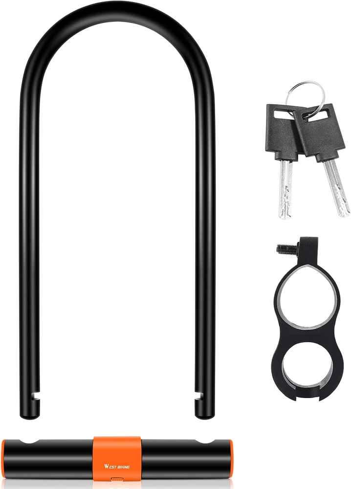 Bike U Lock with 2 Keys Heavy Duty anti Theft Bike Locks, 13.7Mm Carbon Steel Hi