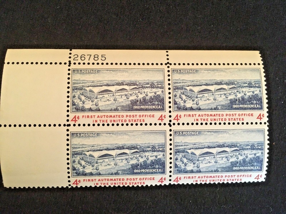 US First Automated Post Office Plate Block 4 Stamps MNH-image