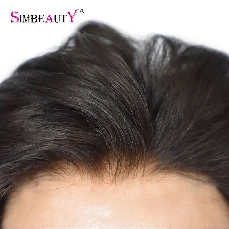 Natural 0.1mm Thin Skin PU Base Men's Toupee 100% Human Hair Replacement