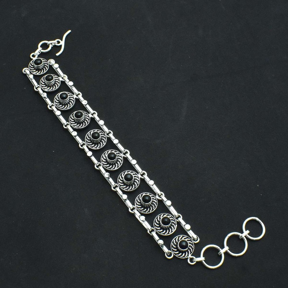 Black Onyx Gemstone Handmade Bracelet Jewelry 29 Gms Wedding Gift AB-68965