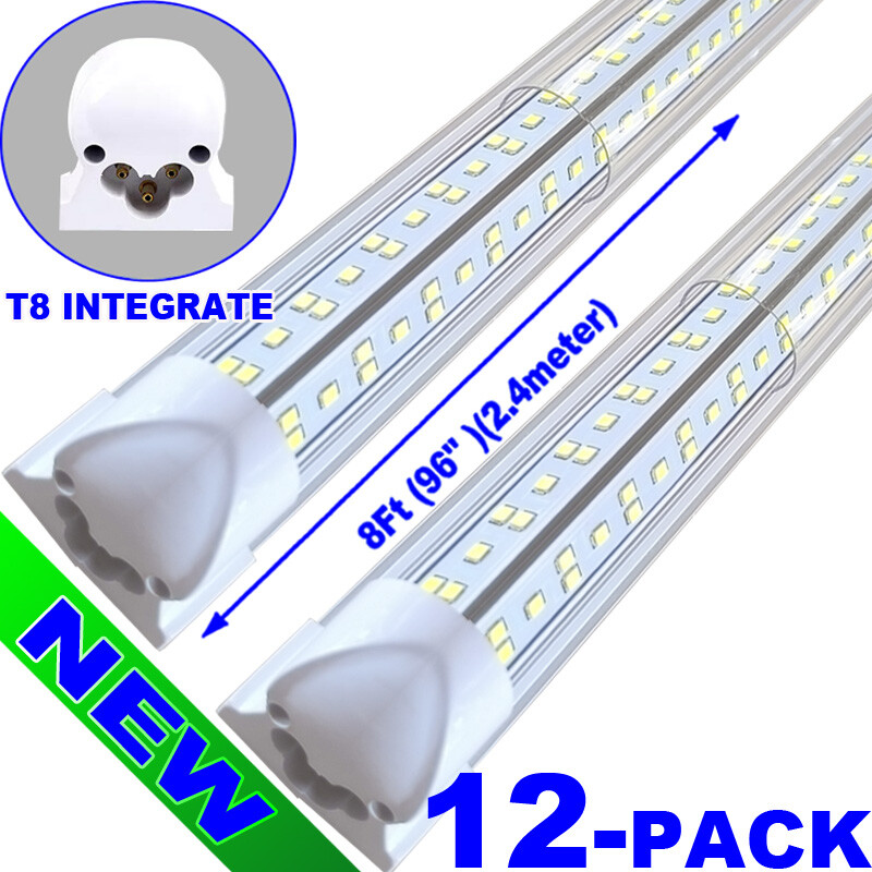 12 PCS 8ft Led Shop Light 8 Foot 144W T8 Integrated 8' LED Tube Light Fixture