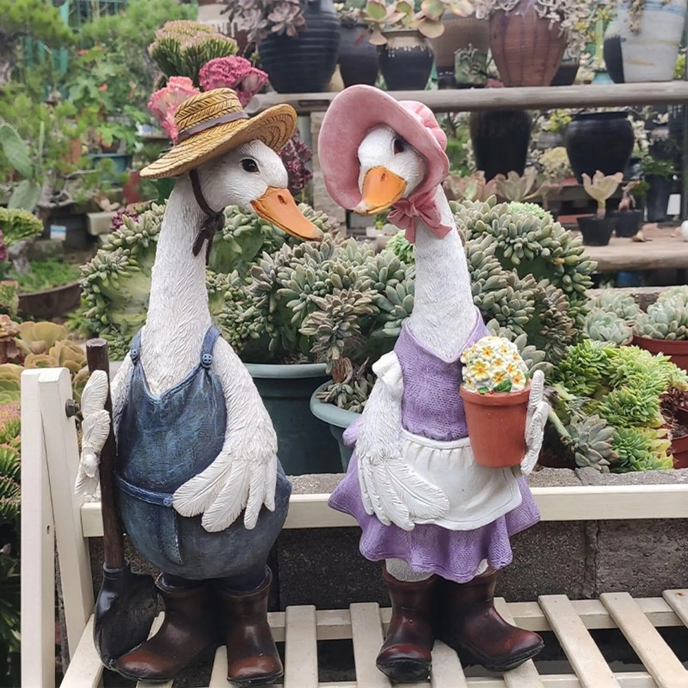 Resin Duck Animals Statues Garden Ornaments for Sculpture Decor Pond Duck Houses