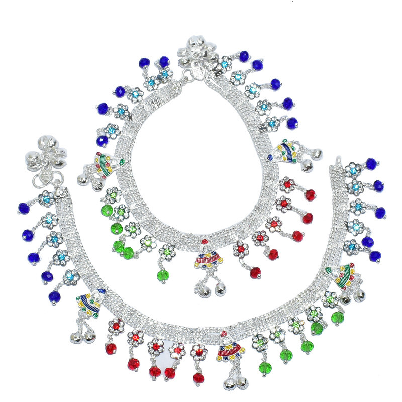 Fashion Ankle Bracelet Foot Anklet Chain Payal Tassel  Multicolor Stone Bracelet