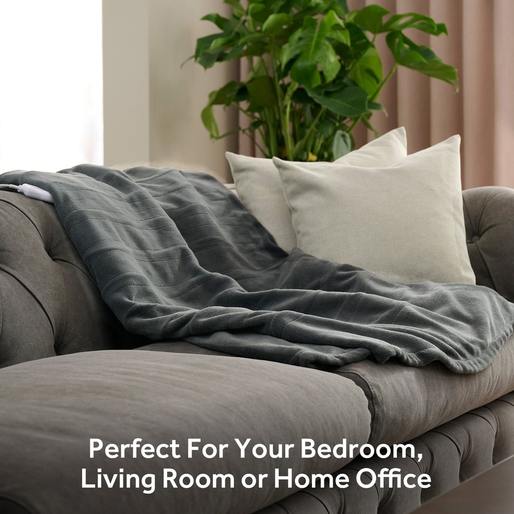 Sunbeam Throw Slate Microplush, 4 Heat Settings, 4-Hour Auto Shut-Off,50” x 60”