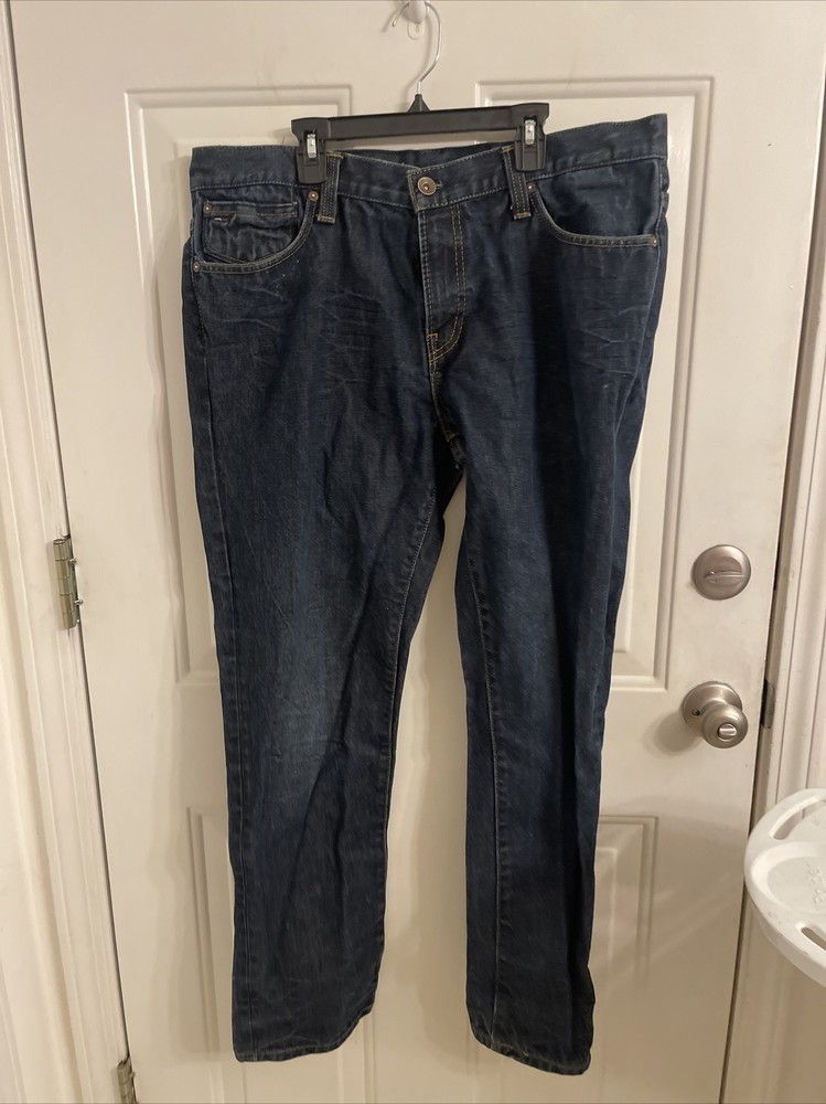 Tommy Hilfiger Mens Straight Leg Dark Rinse Jeans W36 L29