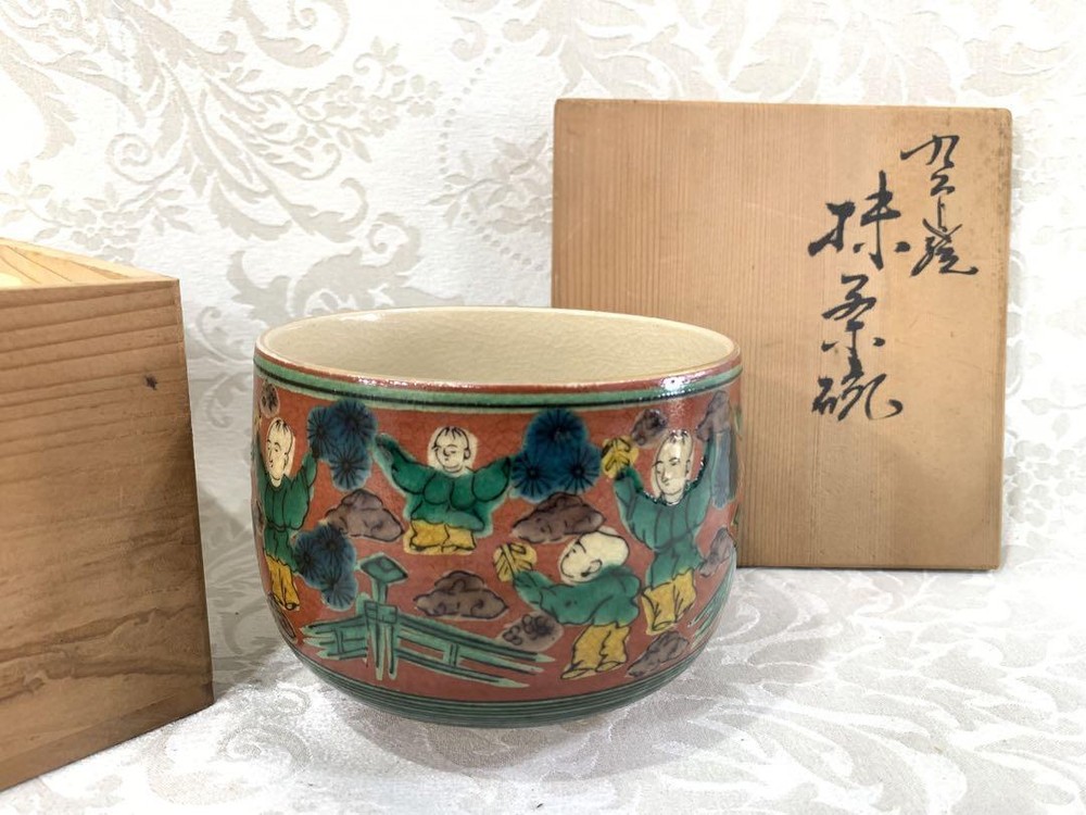 Matcha Tea Bowl Kutani Ware , Utensils,  Long-Term Storage, Antique, Vintage