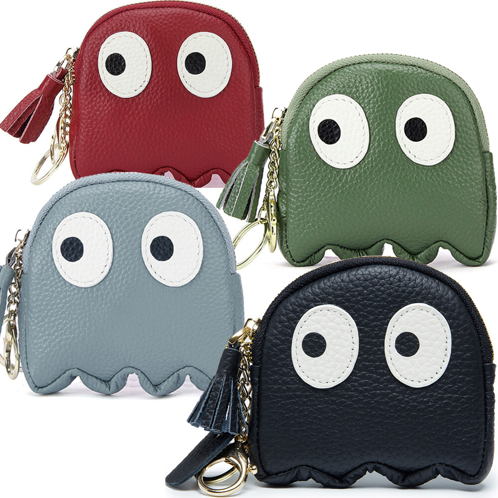 Cute Genuine Leather Women's Coin Purse Wallet with Keychain Ring