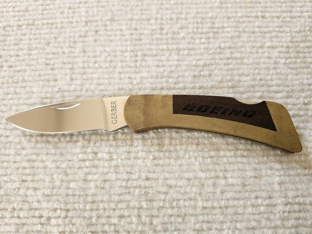 GERBER Poltland OR 97223 Folding Knife BOEING engraving JAPAN Near Mint