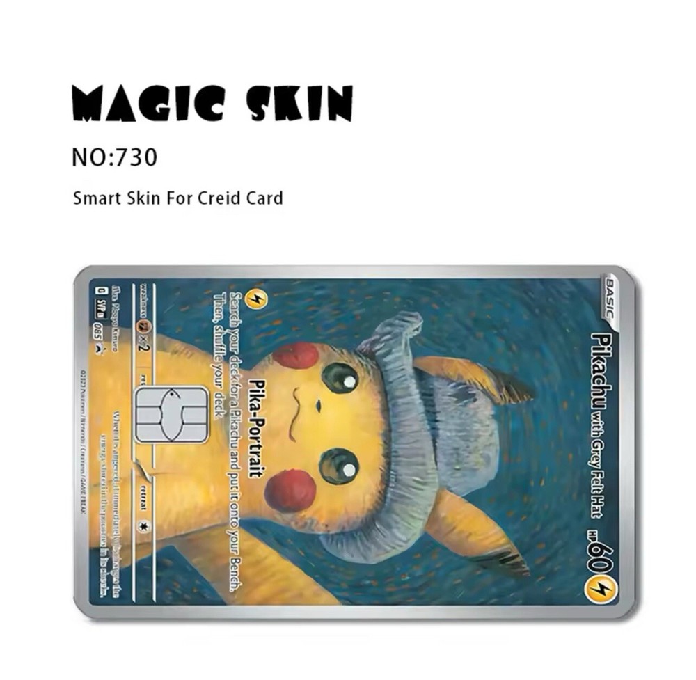 Credit Card SMART Sticker Pikachu Van Gogh Pokémon Card Decal-image