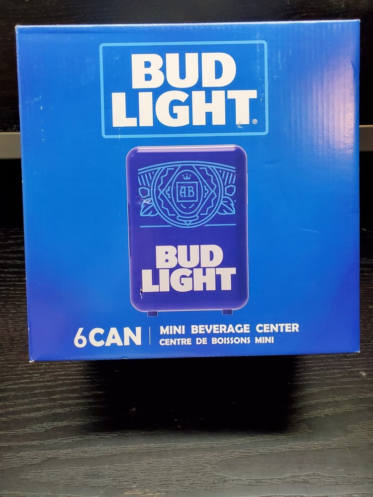 Bud Light Mini Portable Compact Personal Fridge Cooler New In Box
