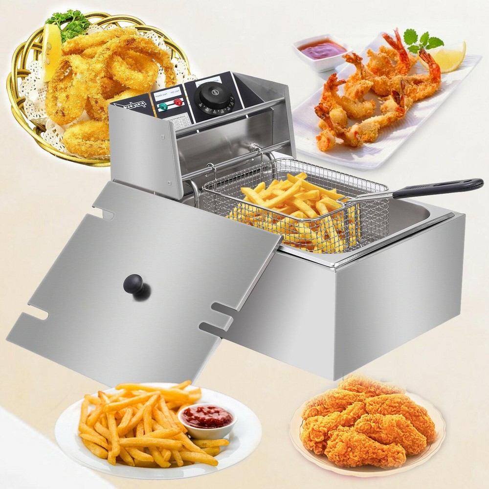 ZOKOP 6L 2500W Electric Deep Fryer Commercial Restaurant Basket Single Tank