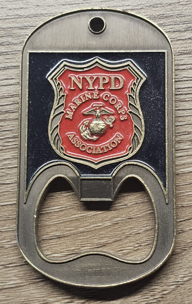 NYPD Marine Corps Association Bottle Opener Police Challenge Coin FREE SHIPPING
