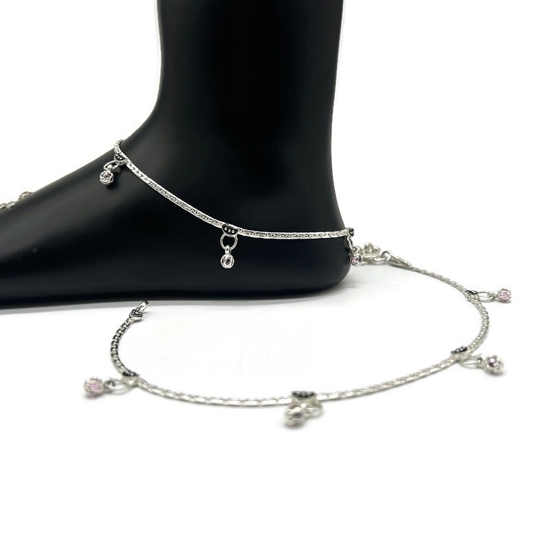 925 Sterling Silver Anklet Payal for Women - 38cm Adjustable Chain-image