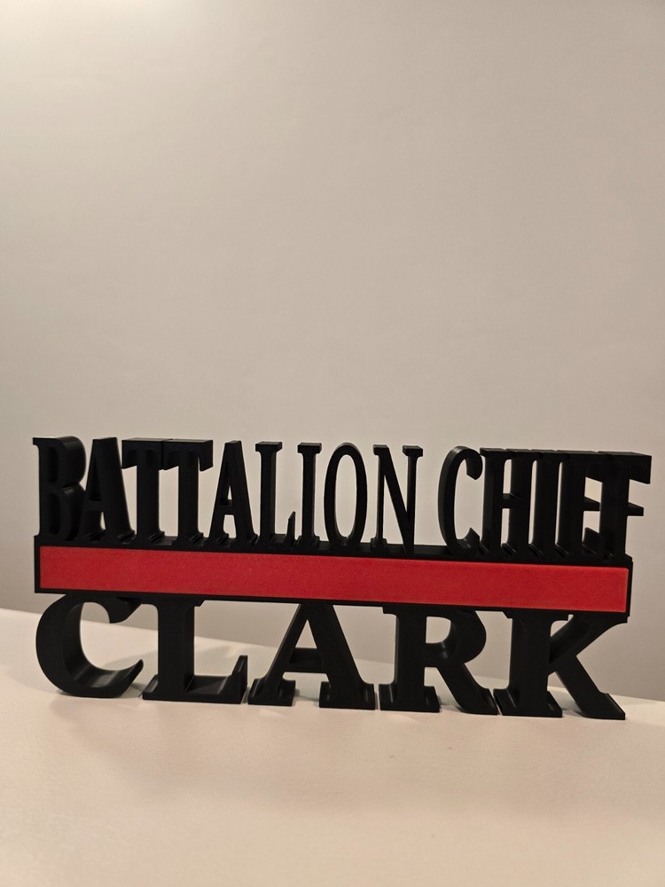 Made to Order - Thin Red Line Firefighter Desk Name Plate - Custom Rank and Name