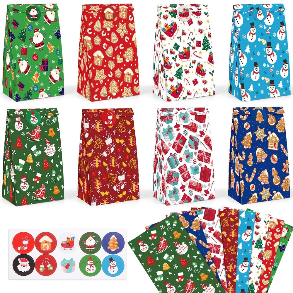 40PCS Chirstmas Treat Bags Bulk, Christmas Candy Bags Chirstmas Paper Gift Ba...