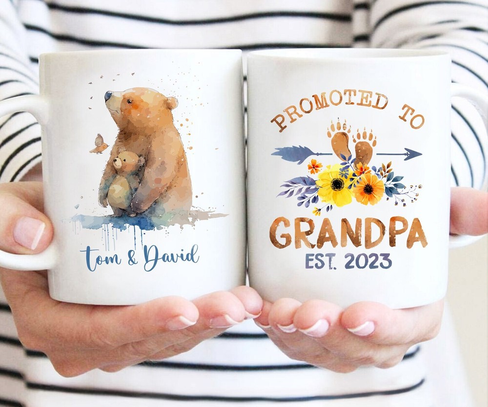 Personalized Name Promoted To Grandpa 2023 Coffee Mug Custom Name Dad Son Mug