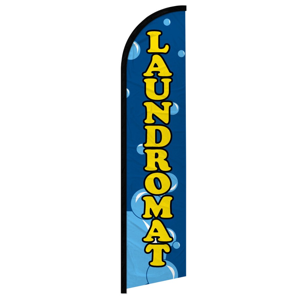 Laundromat Full Curve Windless Swooper Flag for Dry Cleaning Businesses – Eye-Catching, Durable, and Weather-Resistant Advertising Solution