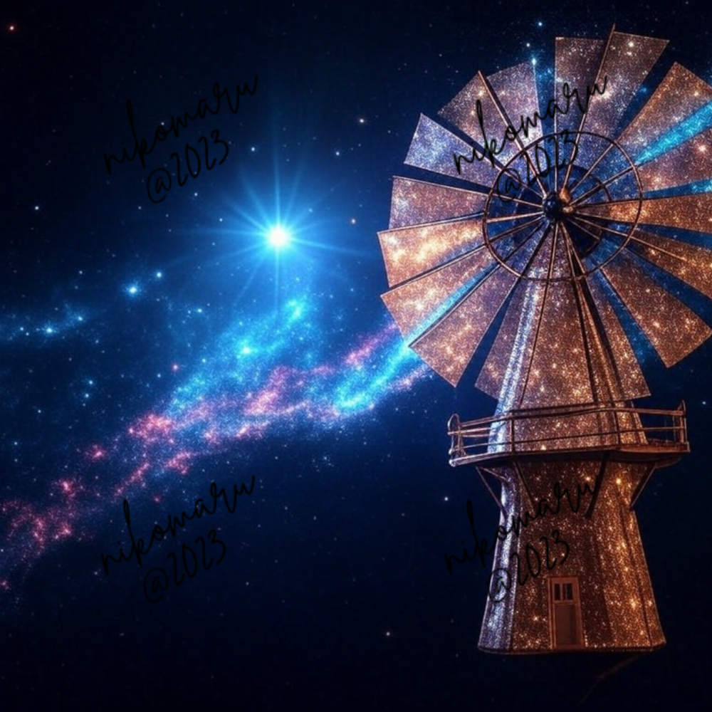 Digital Windmill Galaxy Art Wallpaper Background for Desktop-image