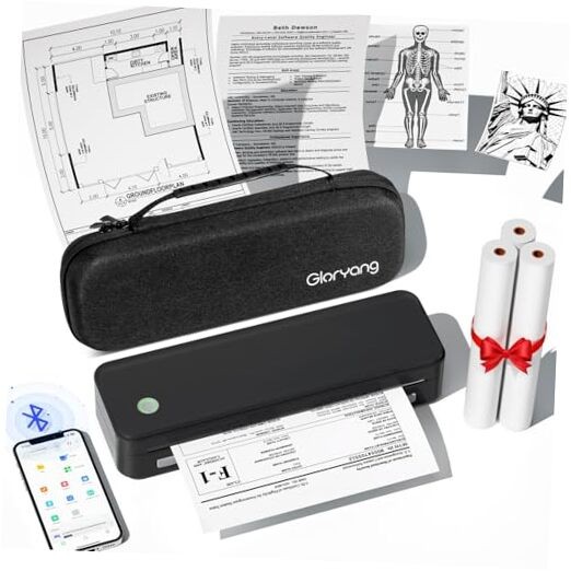 Inkless Wireless Thermal Travel Printer in Black