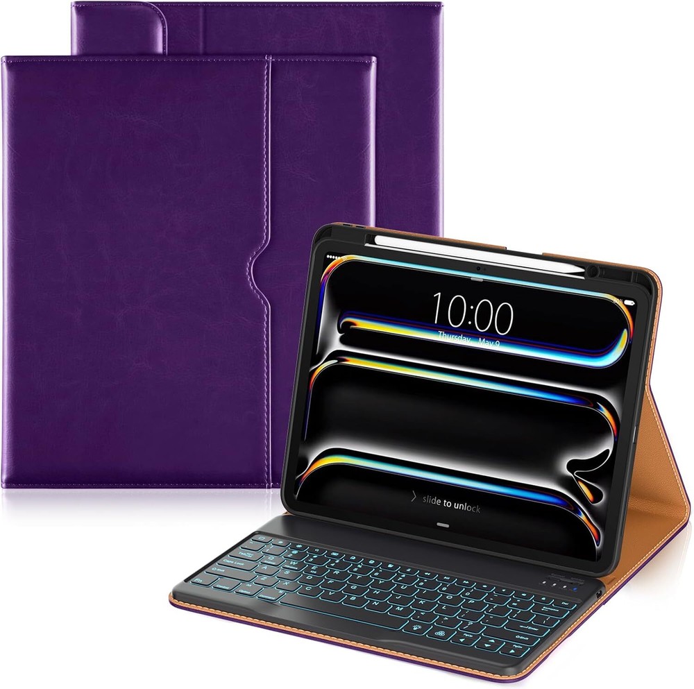 DTTO iPad Pro 13 Case 2024 M4 Keyboard 7 Colors Dark Purple
