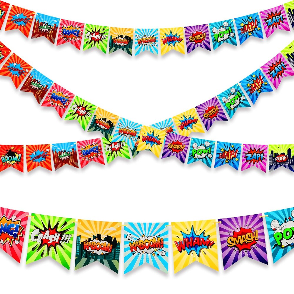 Colarr 4 Pieces Hero Party Decorations Boys Birthday Hero Theme Birthday Bann...