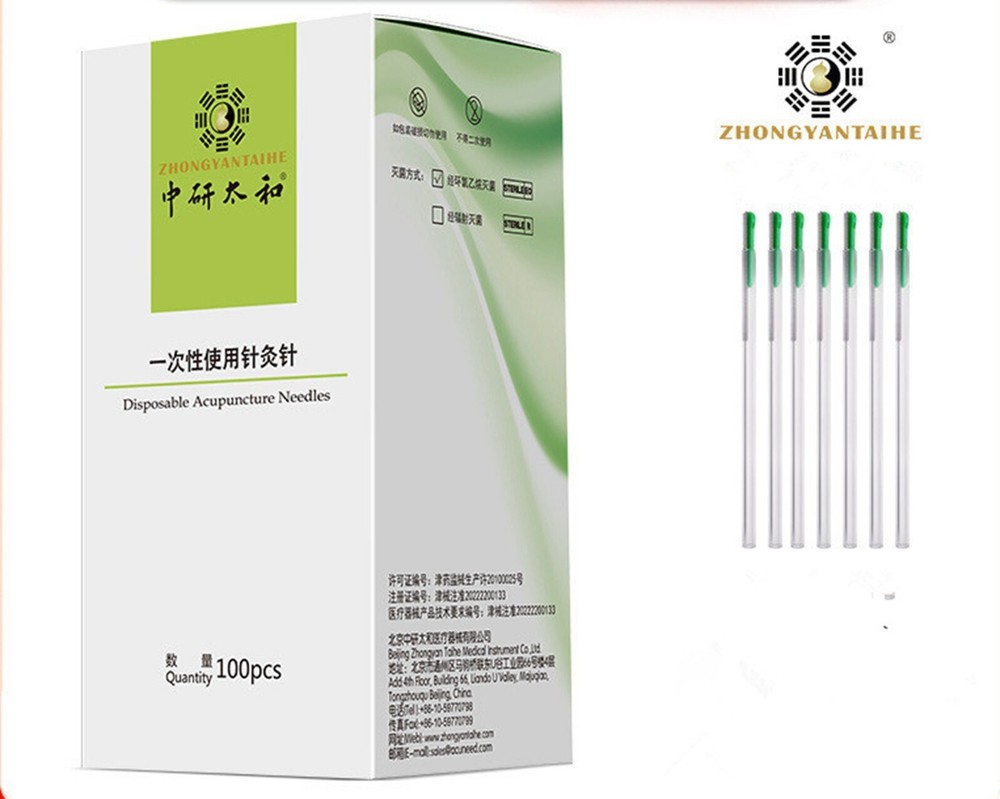 ZhongYanTaiHe 100-Piece Acupuncture Spring Handle Needles with Guide Tube for Massage