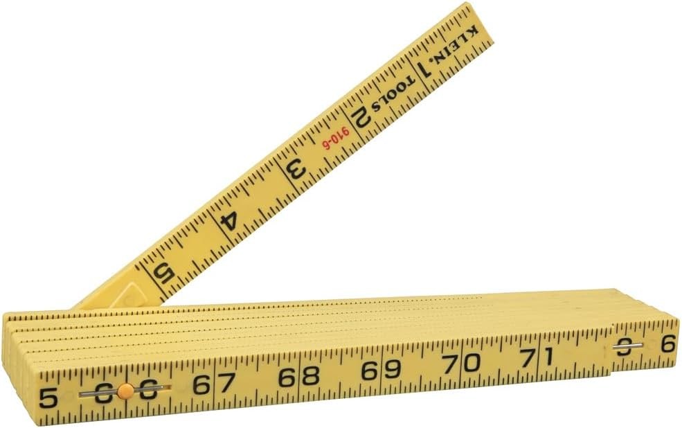 Klein Tools 910-6 Folding Ruler 6-Foot, Durable Fiberglass, Inside Yellow