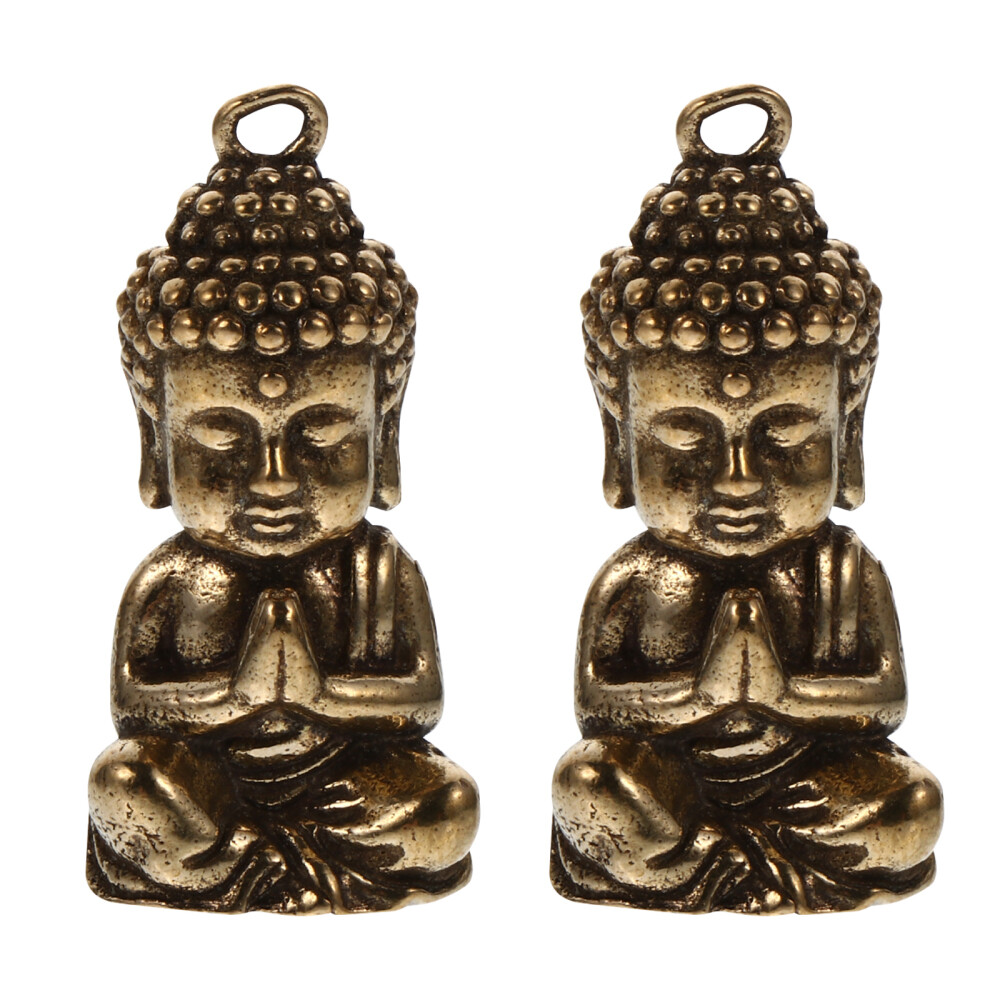 2 Pure Copper Buddha Pendant Charms for Bracelet Jewelry Accessories