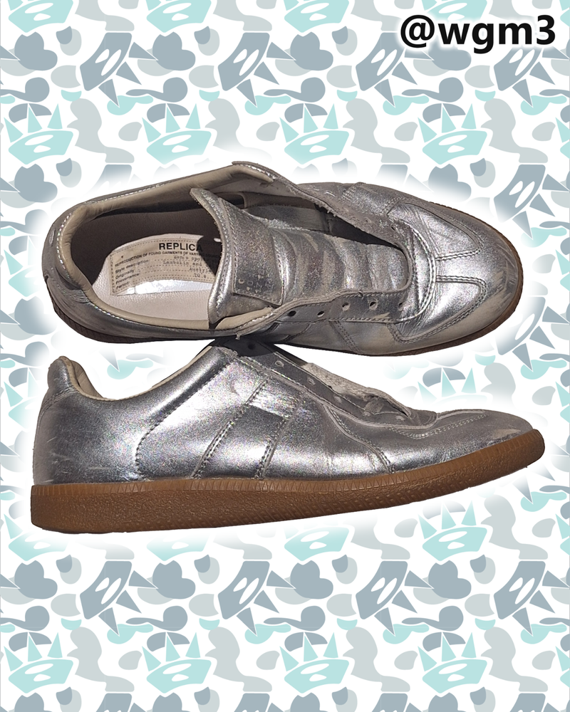womens maison margiela handpainted silver chrome gats SIZE 38