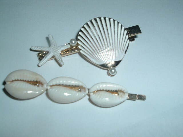 Pearl Enamel Seashell Hair Clip & Bobby Pin Set NWT