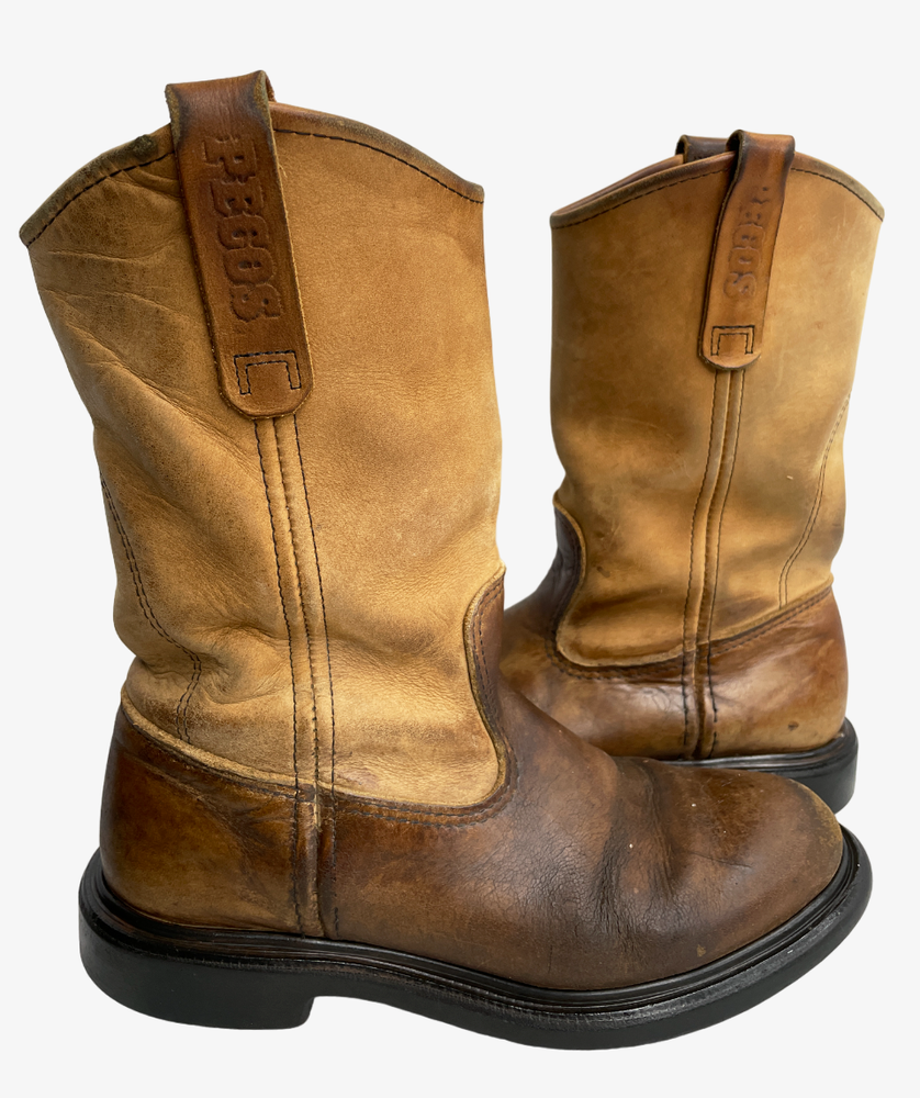 Red Wing Pecos 1105 Brown Tan Leather Western Work Biker USA Boots Men's 6.5 D