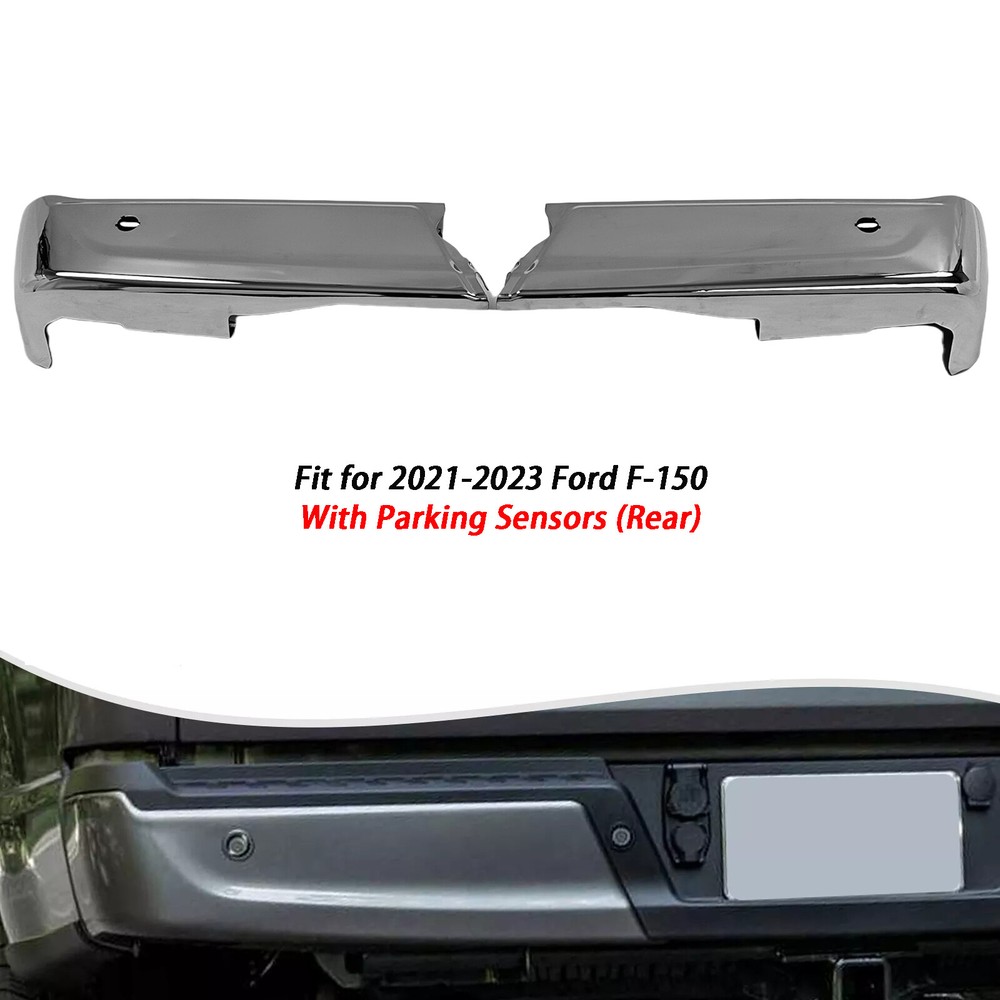 2x Left & Right Side Chrome Rear Bumper End Set for 2021-2023 Ford F-150 W/ Park