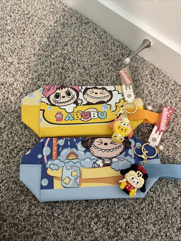 Labubu Pencil & Makeup Bag with 2 Keychains - Cute Storage Case  