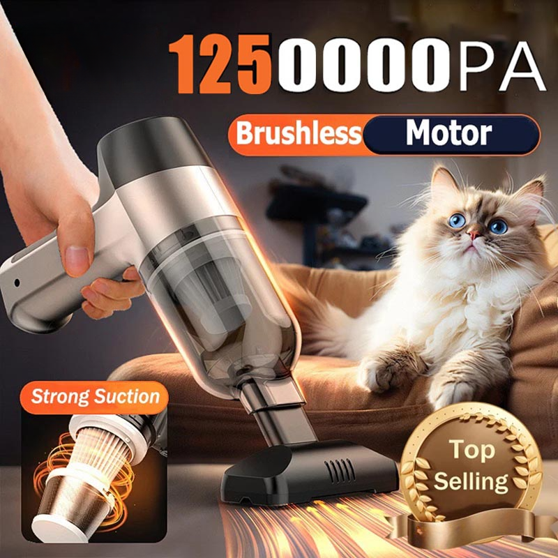 1250000PA Wireless Vacuum Cleaner 4in1 Portable Cleaners for Home Powerful Clean