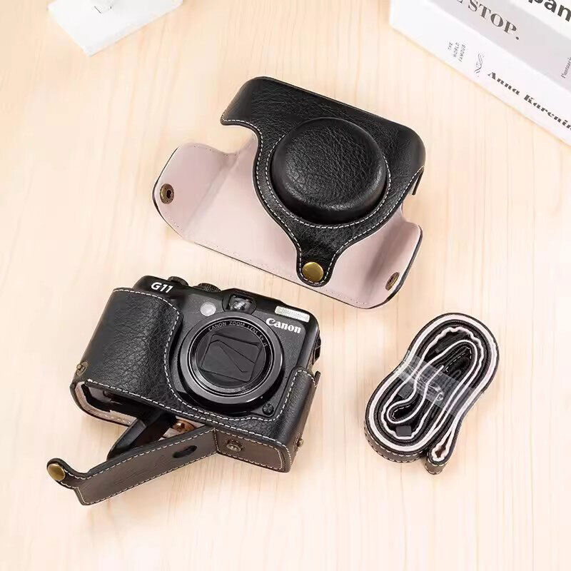 Leather Camera Case Bag for Canon G10 G11 G12 with Beautiful Grain 👍