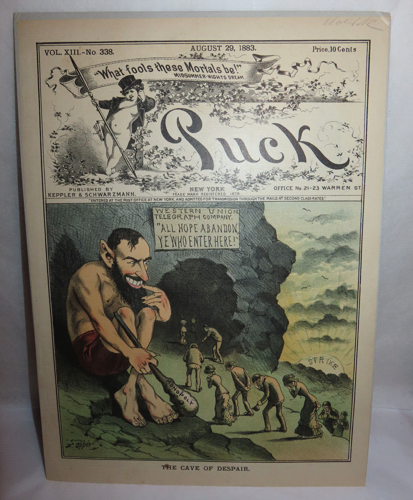 1883 Western Union Telegraph Co. Political Cartoon Litho F Opper PUCK Magazine