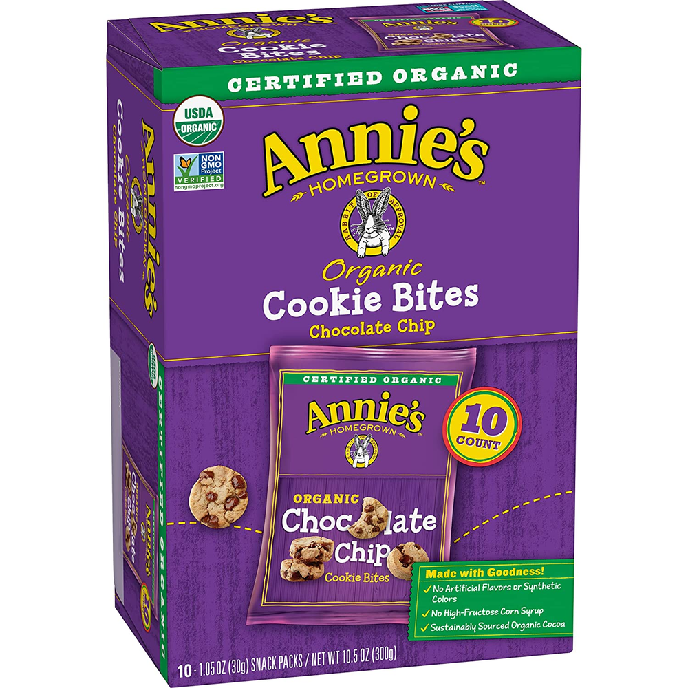 Annie'S Organic Chocolate Chip Cookie Bites, 10 Pouches, 10.5 Oz