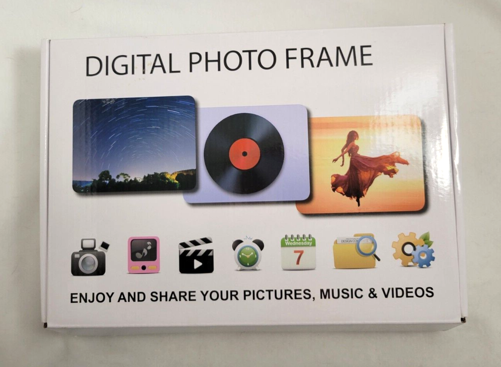 Digital Photo Frame Screen Size Is 9 in  x 7 in Built-in Calendar Clock w/ Alarm