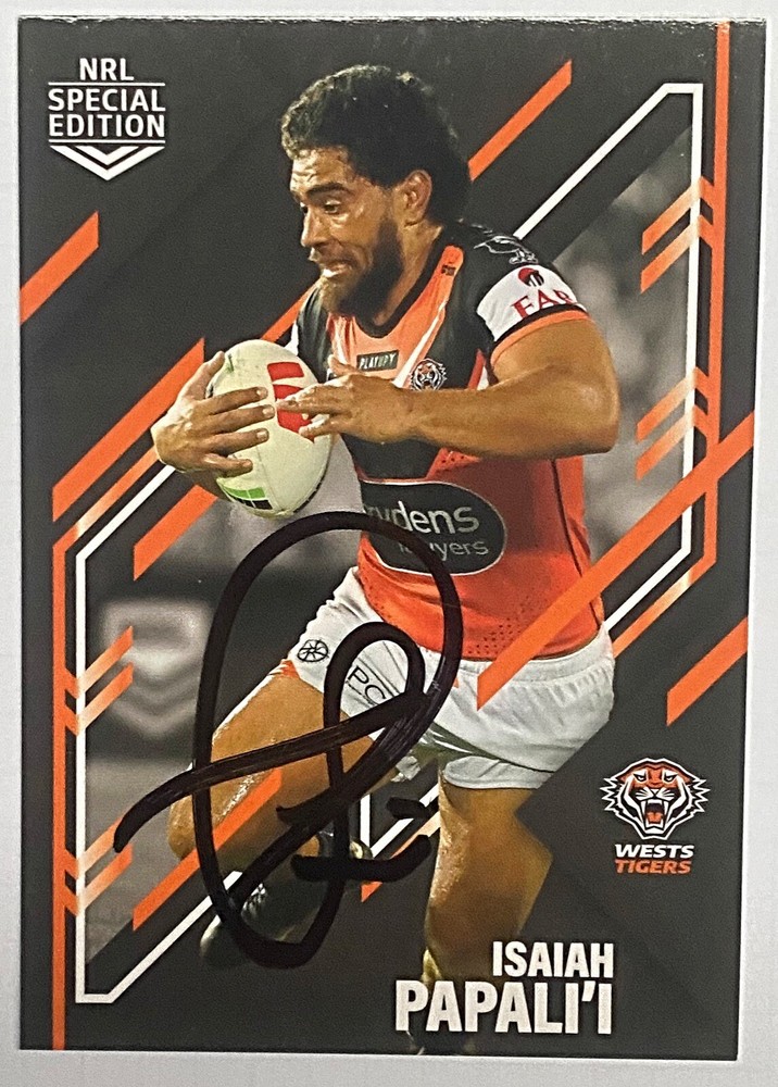 ISAIAH PAPALI’I  WESTS TIGERS 2023 NRL RIVALRY SIGNED CARD-image