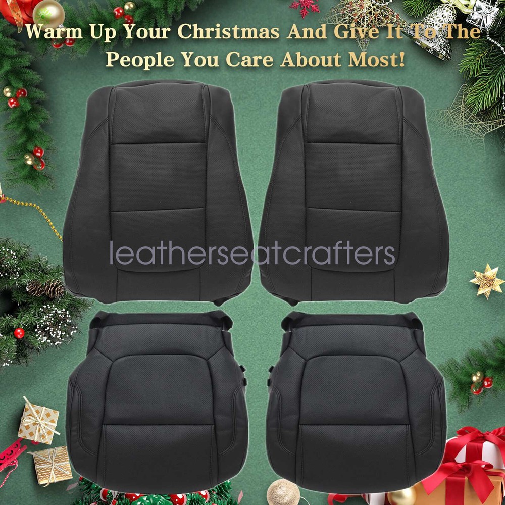 2011-2015 Ford Explorer Black Leather Seat Cover Set - Driver & Passenger Top & Bottom  