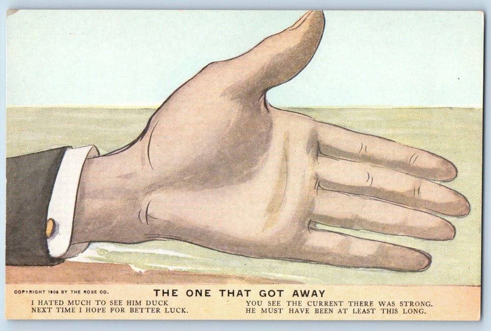 Puzzle Postcard The One That Got Away Installment Fishing Exaggerated #3 Antique-image