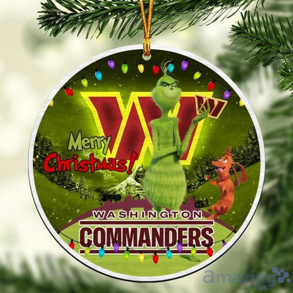 Custom Grinch Washington Commanders Football Christmas Ornament