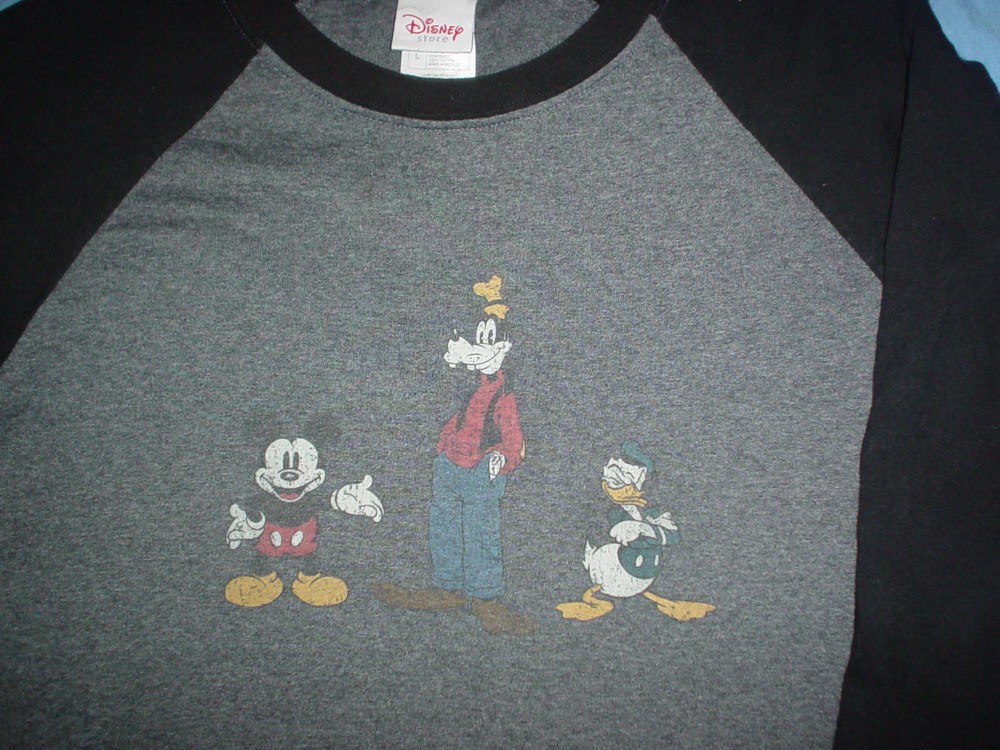 Vintage Walt Disney Mickey Mouse Donald Duck Goofy Long Sleeve Large L Rare T-Shirt