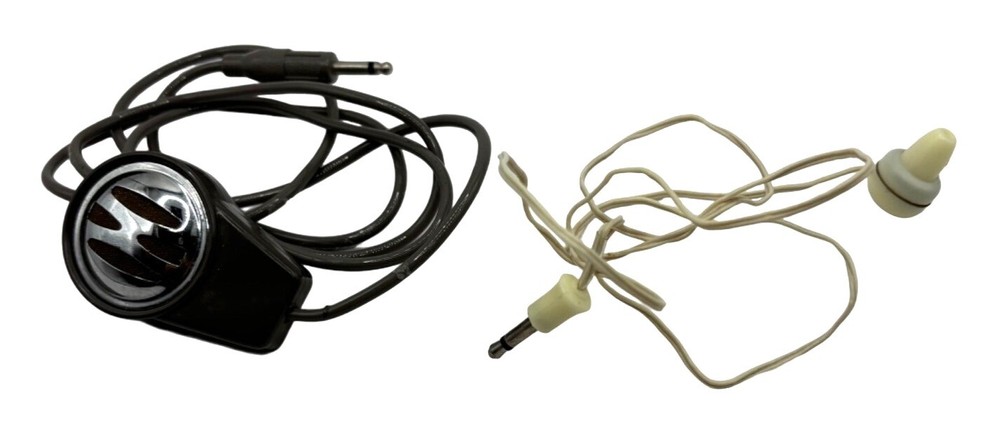Vintage MCM Japan Mini Recording Microphone w/ Ear Piece Lot (2)