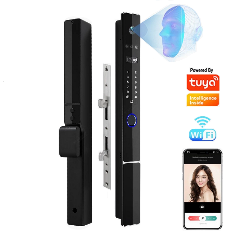3D Face Recognition Smart Door Lock with Fingerprint Biometrics and Tuya WiFi Camera-image