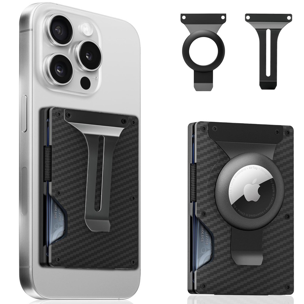 Magnetic Phone Wallet Compatible with Apple MagSafe – Slim Metal Card Holder with AirTag Slot for Secure Storage and Convenience