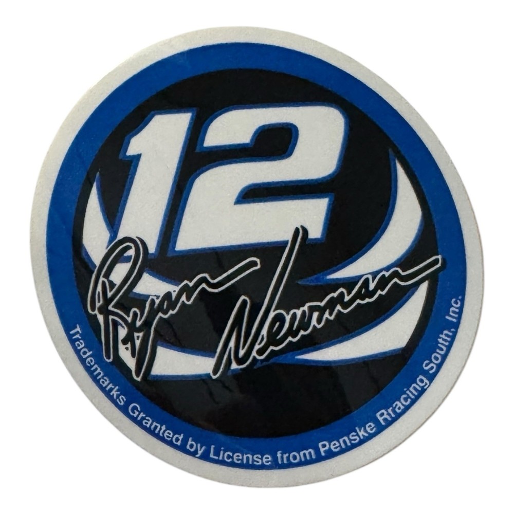 Vintage Ryan Newman #12 NASCAR 3 Inch Round Sticker Decal