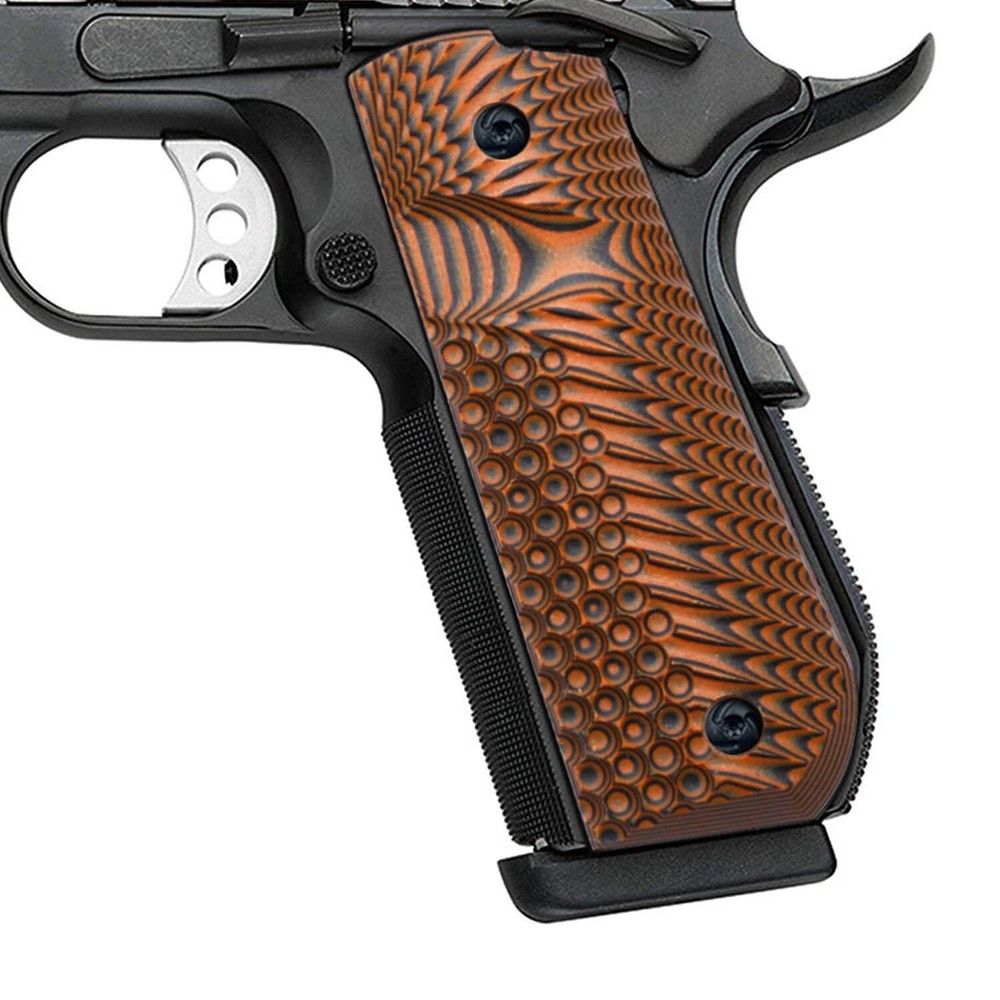 1911 G10 Grips Bobtail Round Butt Cut, Full Size Gov 1911 OPS Eagle Wing Text...