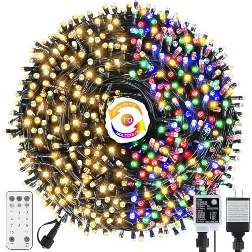 Color Changing Christmas Tree Lights Outdoor Warm White & Multicolor 800 LED