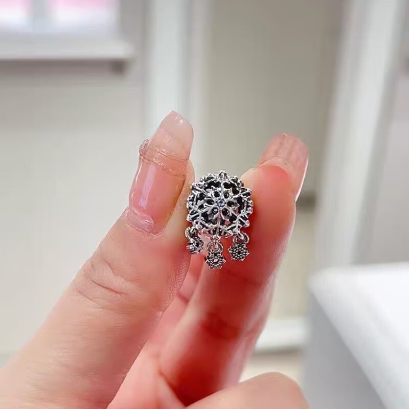 925 Crystal Dreamcatcher Women Xmas Charm DIY Pendant For Bracelet Necklace Gift